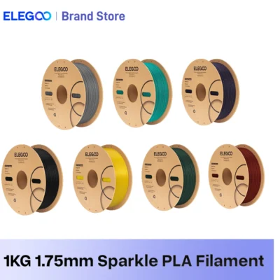 Filamento ELEGOO PLA 1.75mm Preto Brilhante Vermelho Turquesa 1KG, Filamento para Impressora 3D com Glitter e Brilho, Precisão Dimensional +/- 0.02mm