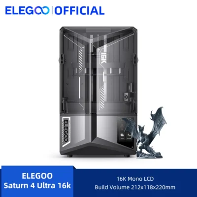 Impressora 3D ELEGOO SATURN 4 ULTRA 16K com Monitoramento de Impressão por IA, Impressão de Alta Velocidade, Tamanho 8.33 × 4.66 × 8.66 Polegadas