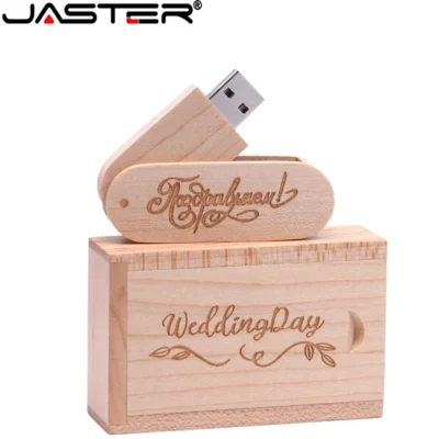 Jaster madeira rotativa usb 2.0 flash drives 128gb de alta velocidade pen drive logotipo personalizado gratuito 64gb 32gb 16gb 8gb memória vara u disco