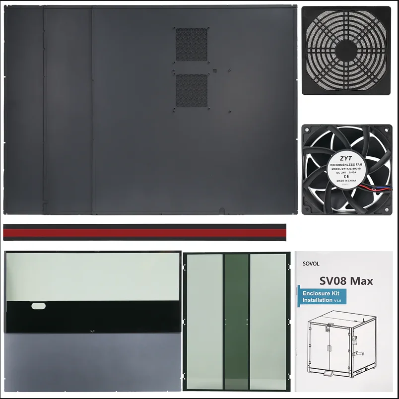Gabinete aberto de metal e vidro temperado Sovol com corrente de arrasto e ventilador de filtro para Sovol SV08 MAX - Image 6