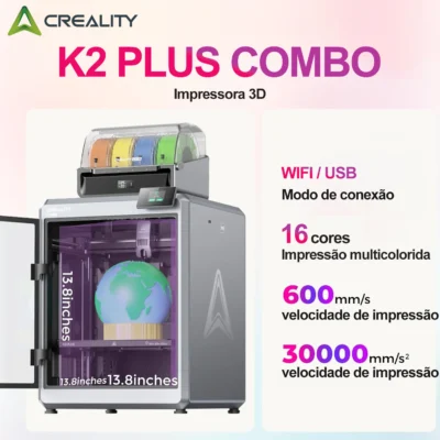 Creality k2 plus combo impressora 3d 600 mm/s velocidade com suporte cfs 16 cores impressão 350*350*350mm área de impressão impressora de câmera ai