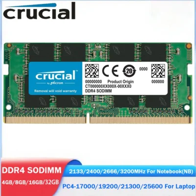 Laptop crucial ddr4 ram 8gb 32gb 4gb 16gb 3200mhz 2666 2400 2133mhz PC4-25600 21300 19200 memória 1.2v 260pin sodimm para notebook