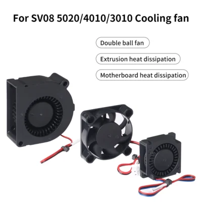 Ventilador de resfriamento para SV08 5020/4010/3010, ventilador de esferas duplas em ABS, resfriamento rápido e silencioso para impressora 3D SV08