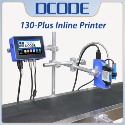 DCODE-Industrial Online Inkjet Printer, Plastic Shell, QR Barcode Batch, Number Logo, Date Printer, 130Plus, 12.7mm, 25.4mm Nozzle