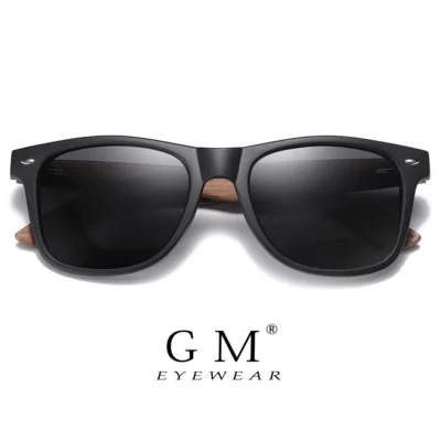 Gm óculos de sol retrô de madeira de nogueira, ecológico, uv400, polarizado, bambu, moda masculina, lente anti azul 7061h