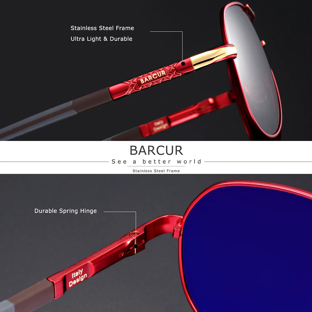 Óculos de sol de alumínio vintage BARCUR para homens com revestimento de lente polarizada óculos de sol femininos clássicos acessórios de condução - Image 2