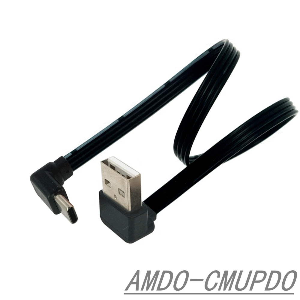 USB-C tipo c macho esquerda direita up down angular 90 graus para usb 2.0 macho cabo de dados usb tipo-c cabo plano 0.1m/0.2m/0.5m/1m - Image 6