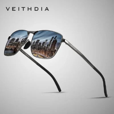 Óculos de sol esportivos vintage masculinos da marca VEITHDIA, lentes polarizadas UV400, acessórios para óculos, óculos de sol masculinos para atividades ao ar livre, para mulheres V2462