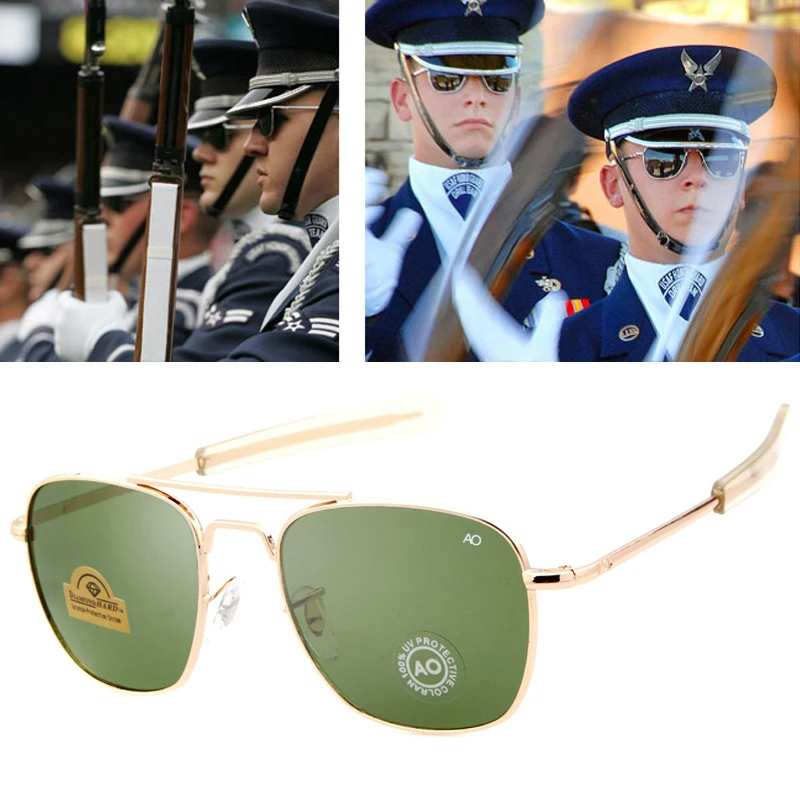 Homens marca de luxo designer óculos de sol moda vintage aviação ao óculos de sol para masculino exército americano militar lente vidro óptico - Image 2
