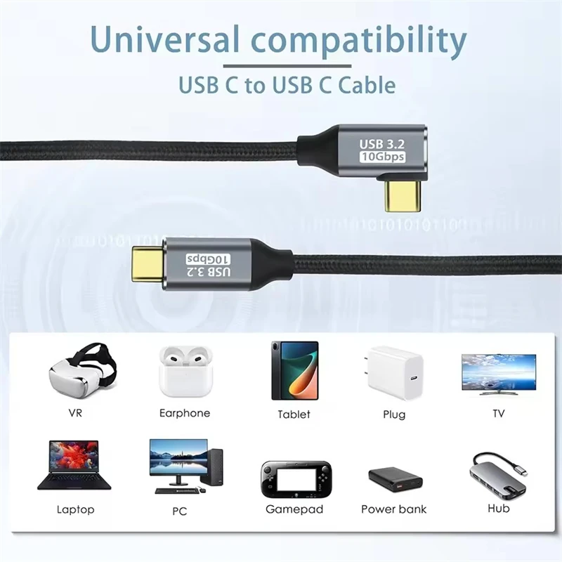 100w pd cabo de carregamento rápido 5a tipo usb c 3.1 gen 2 macho para fêmea cabo de extensão 90 ângulo 10gbps usb c extensor cabos de dados - Image 3