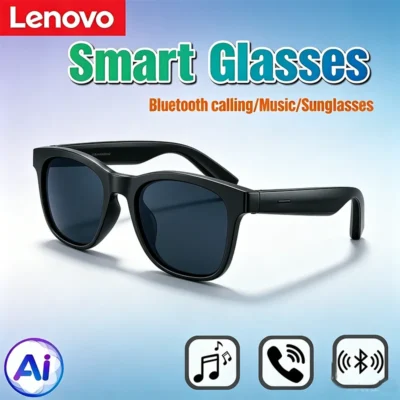 Óculos Inteligentes AI da Lenovo com Controle Remoto, Câmera HD 8K, Gravação de Fotos por Toque, Tradutor, Assistente de Voz, Música e Bluetooth