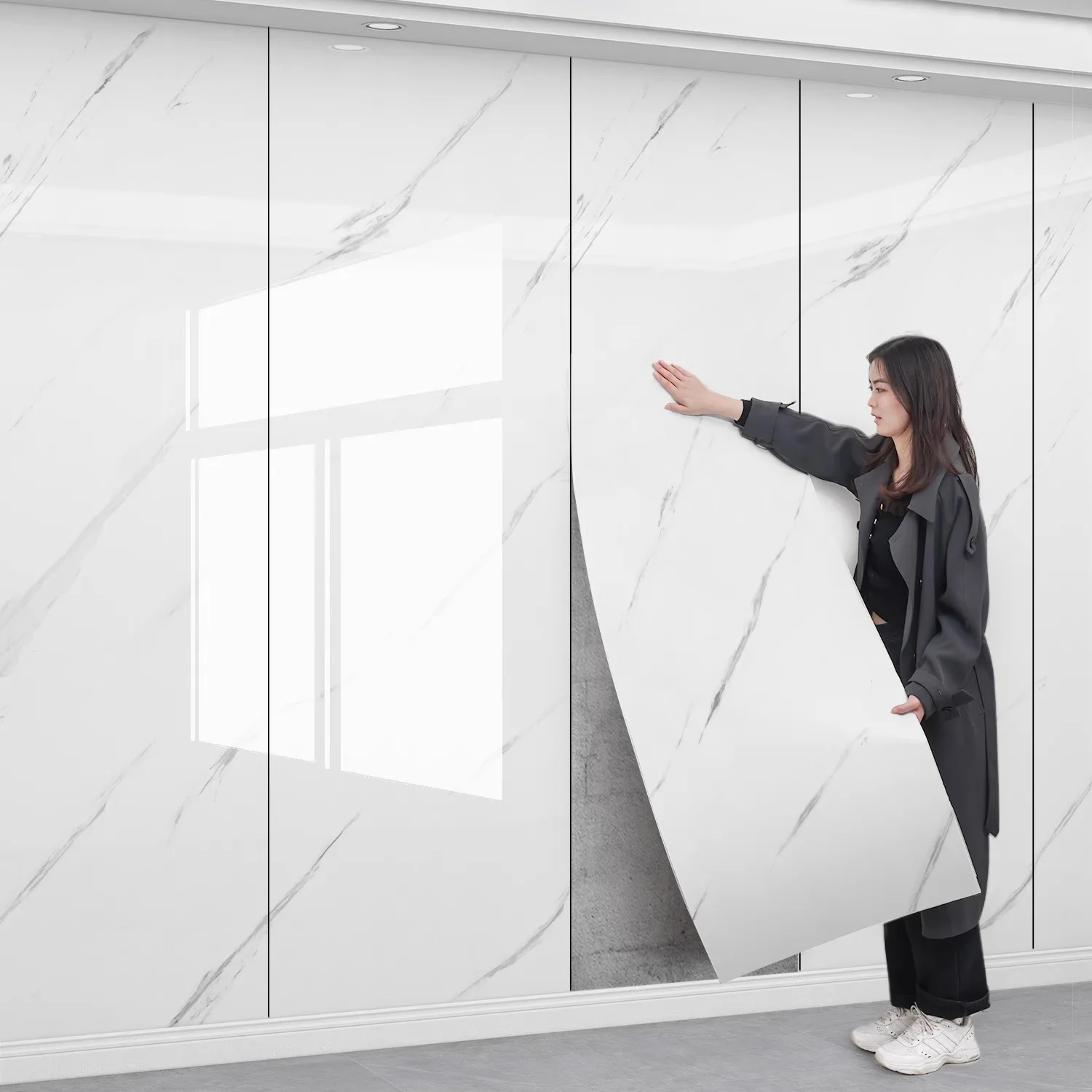 Papel de Parede Impermeável de 40cm, Adesivo de Parede Imitação de Mármore, Fácil Instalação em Banheiro e Sala de Estar - Image 2