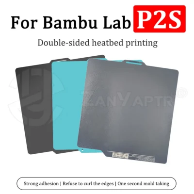 Placa de Construção X2D P2S para Bambu Lab P1P P1S A1 X1 X1C, 257x257mm, Chapa de Aço Mola Dupla Face PEI PEO PET PEY, Placa de Resfriamento