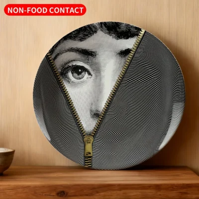 1pc moderno e minimalista & placa decorativa de rosto-arte de parede de cerâmica com abertura de zíper, contato sem alimentos, superfície fácil de limpar,