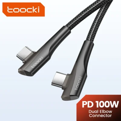 Toocki 100w usb c duplo cotovelo de 90 graus cabo de jogo de dados tipo c para tipo c cabo de carregamento rápido para samsung s23 xiaomi huawei poco