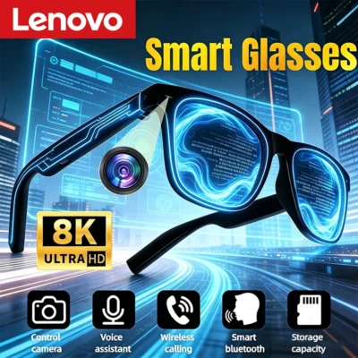 Óculos Inteligentes Lenovo AI com Controle por Toque, Câmera para Fotos, Gravação, Tradutor, Assistente de Voz, Música, Óculos de Sol Bluetooth Sem Fio 2026