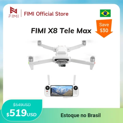 FIMI X8 Tele Max drone com grande angular e tele câmera 30x Zoom híbrido 4K 60fps 20KM gama de 3 eixos Gimbal GPS AI Super Night
