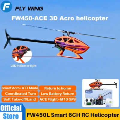 Flywing FW450L-ACE rc helicóptero inteligente acro fw450 v3 helicóptero com controle de vôo ace modo att 3d voar 3d dublê 25min vôo