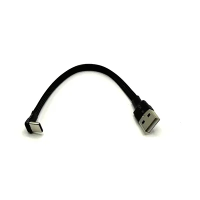 Super plano flexível usb 2.0 um macho para tipo c macho ângulo de 90 graus usb2.0 macho para usb c adaptador de cabo de extensão