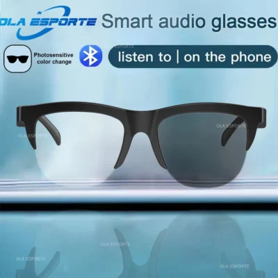 2025 fotosensível mudança de cor óculos inteligentes bluetooth chamadas de voz controle música uv polarizado óculos de sol fone de ouvido homem