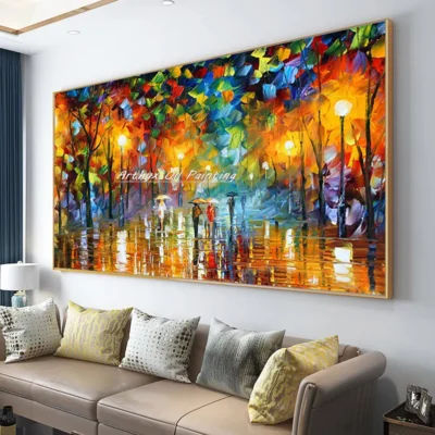 Arthyx, pintura a óleo de faca noturna pintada à mão em tela, arte de parede, imagem de paisagem abstrata moderna para sala de estar, decoração de casa