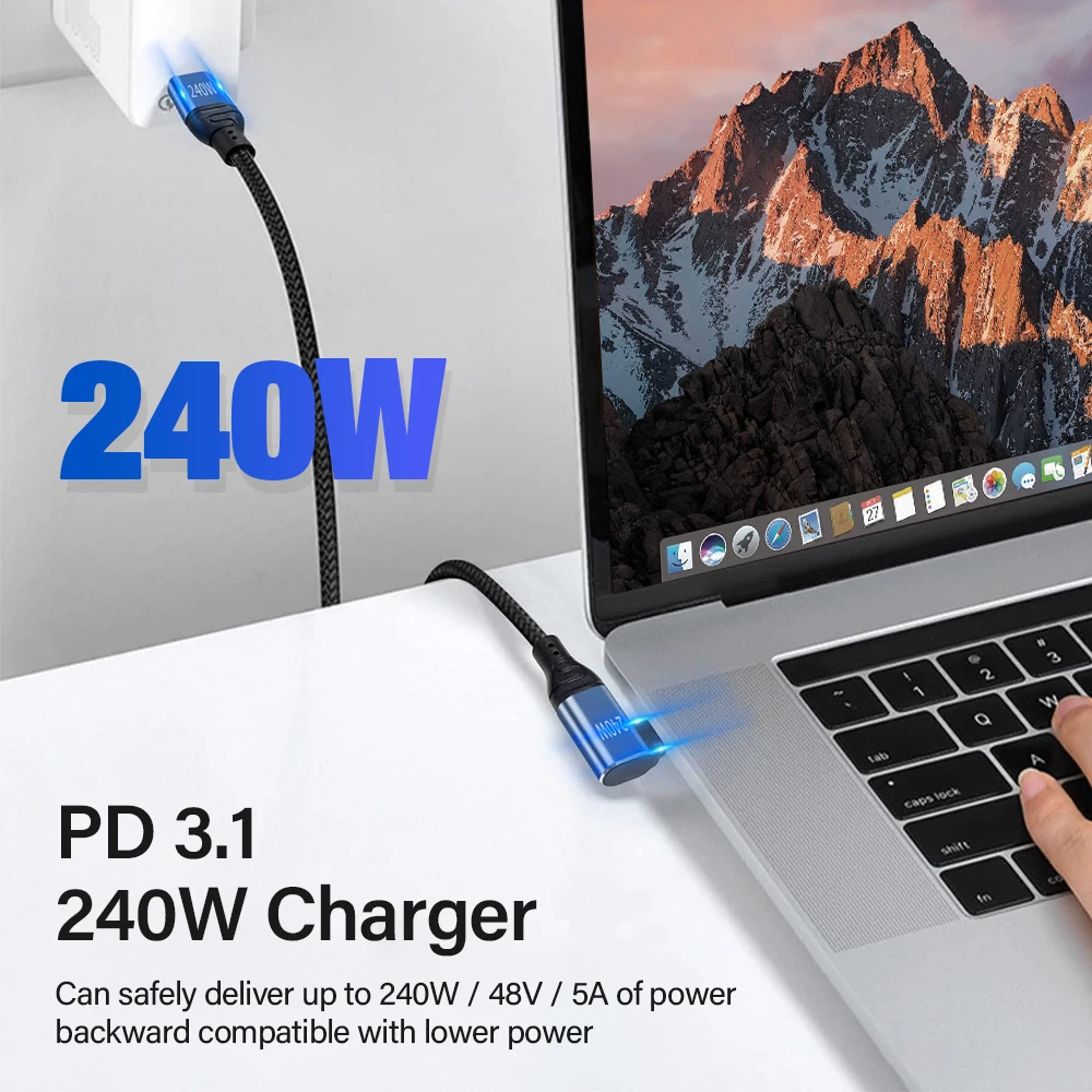 Cotovelo de 90 graus carregamento super rápido pd 3.1 240w usb tipo c para cabo c para iphone 15 apple ipad macbook vivo samsung carregador de dados - Image 2