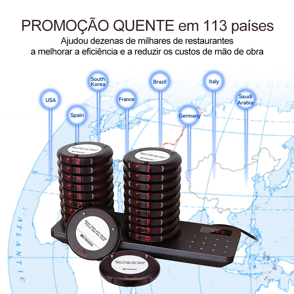 RETEKESS TD163 Sistema de Chamada Sem Fio para Garçons em Restaurantes Pager Vibratório Beeper para Cafeterias e Food Trucks Dispositivo de Chamada - Image 6