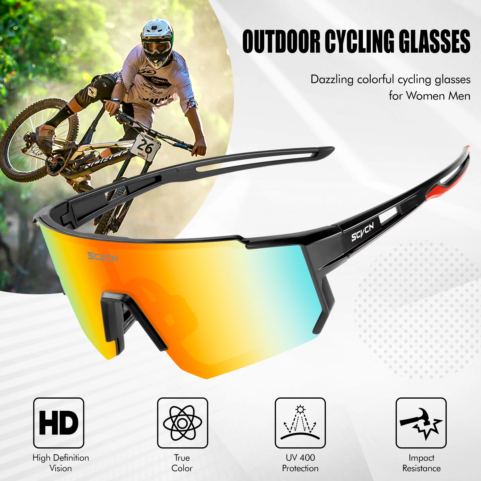 Scvcn moda ao ar livre ciclismo óculos de sol dos homens mtb bicicleta esportes caminhadas montanha feminino ciclismo uv400 óculos - Image 3