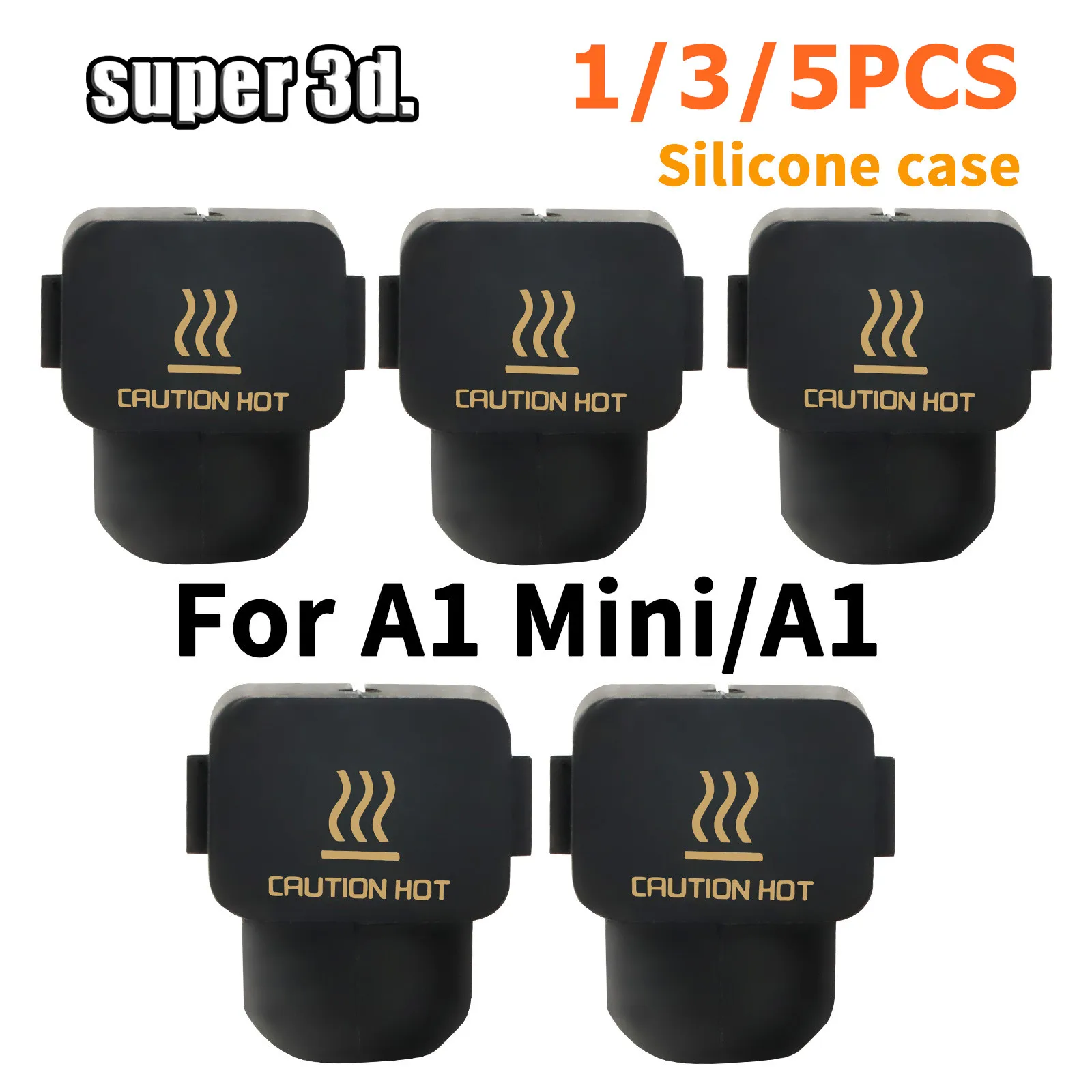 1/3/5 pçs meias de silicone para bambu lab a1 mini caso impressora 3d bloco aquecimento manga silicone a1 hotend isolamento térmico caso capa