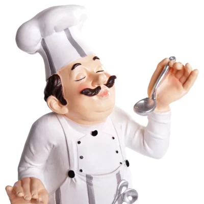 Decoração de resina de restaurante-estatueta de chef e ornamentos de bar para café, decorações de cozinha comercial artesanato de resina durável