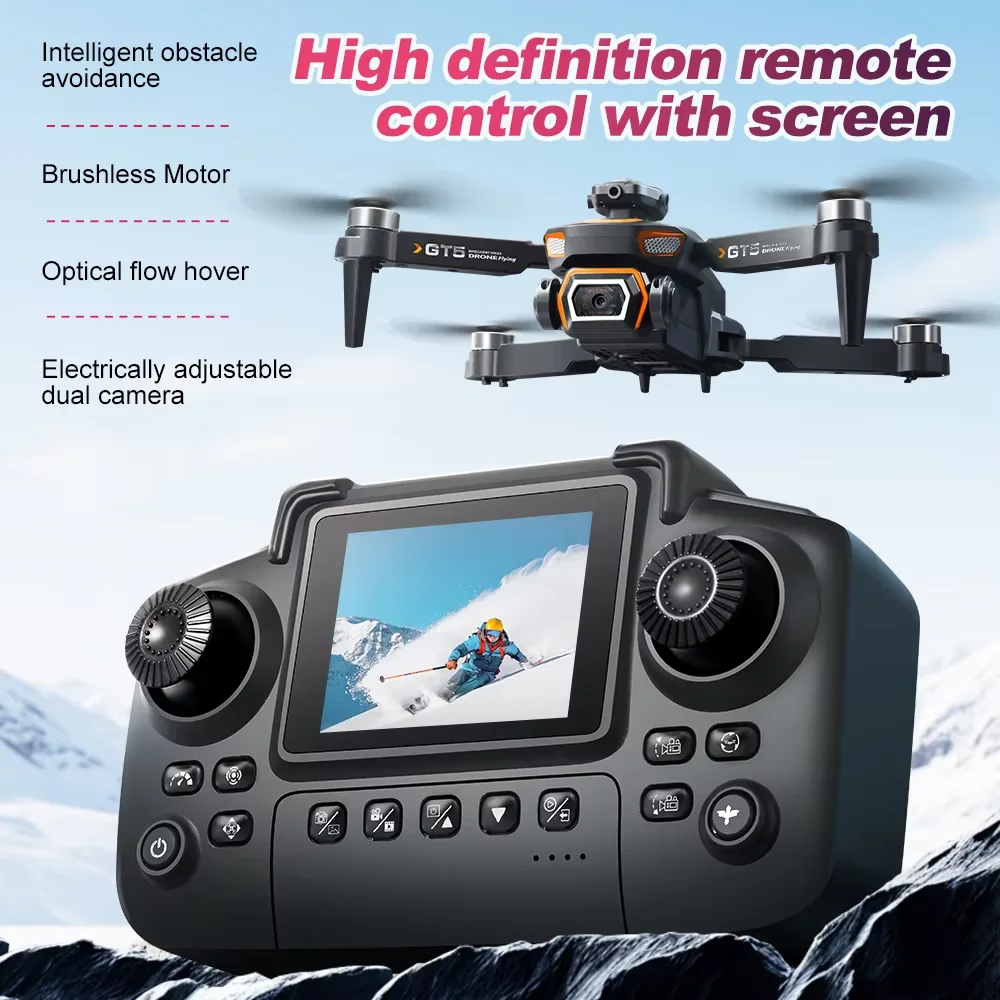 Drone GT5 8K HD com Fluxo Óptico e Lente Dupla, Câmera Grande Angular, Quadricóptero Dobrável, WiFi, Brinquedo de Controle Remoto para Crianças, Presente Infantil - Image 5