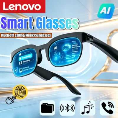 Novos Óculos Inteligentes Lenovo com Tradução por IA, Conversação Bluetooth, Gravação e Música - Óculos de Sol Inteligentes para Homens e Mulheres 2026