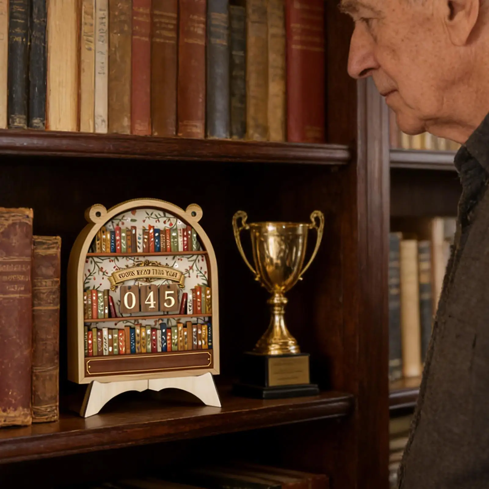 Decoração de Estante de Livros em Madeira com Sinalizador de Livros Leitura para Biblioteca, Cantinho de Estudo, Casa, Escritório, Sala de Estar - Image 3