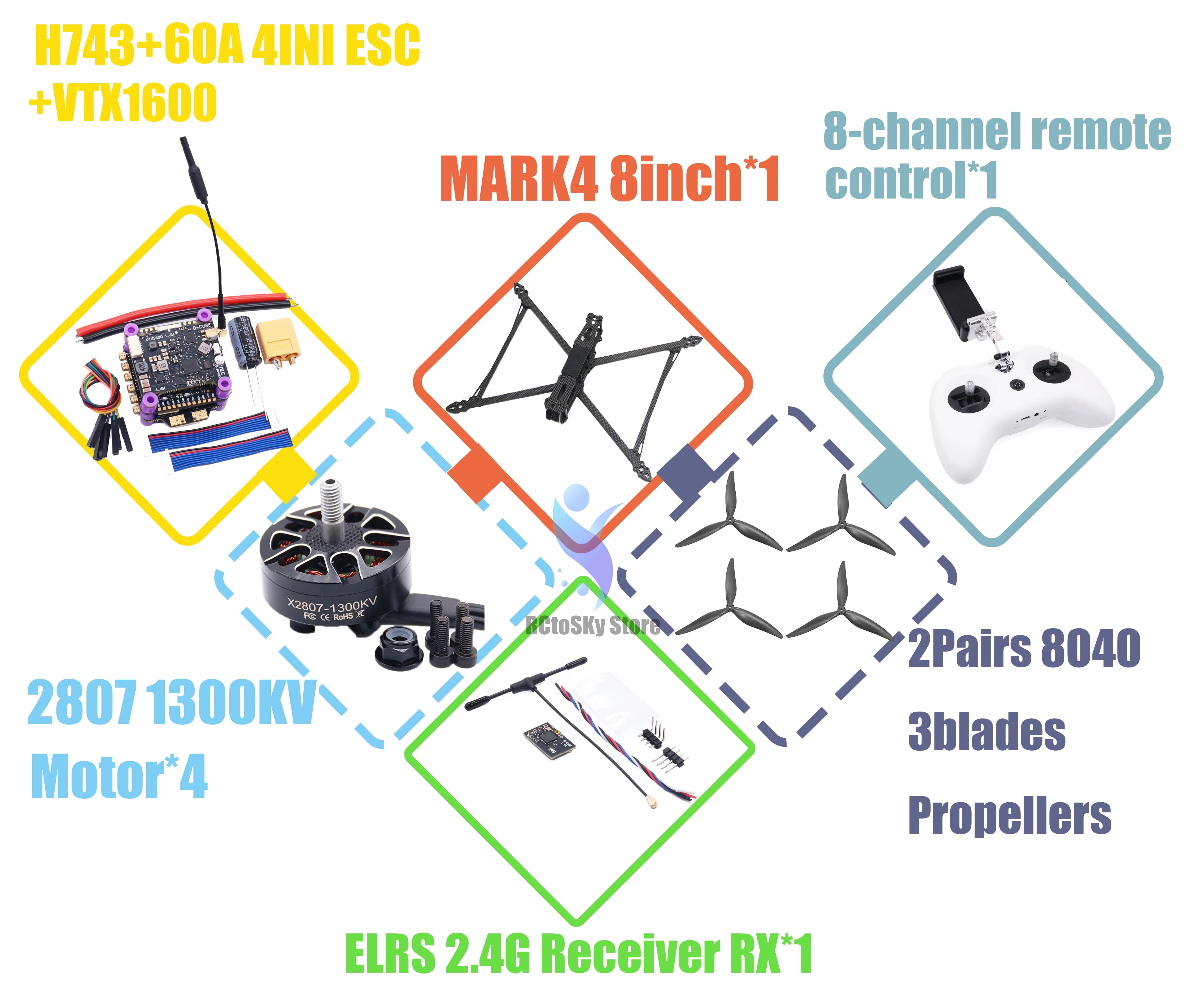 Mark4 v2 8 polegadas 9 polegadas 10 polegadas h743 controle de vôo 60a 4 mini esc rack drone fpv fibra carbono drone de corrida fotovoltaico quadcopter freestyle