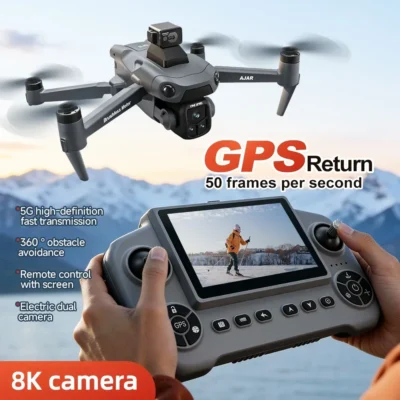 Drone GPS V918MAX, câmeras duplas 1080P, 5MP com estabilização, controle remoto com tela grande de 4,3 polegadas, longa duração.