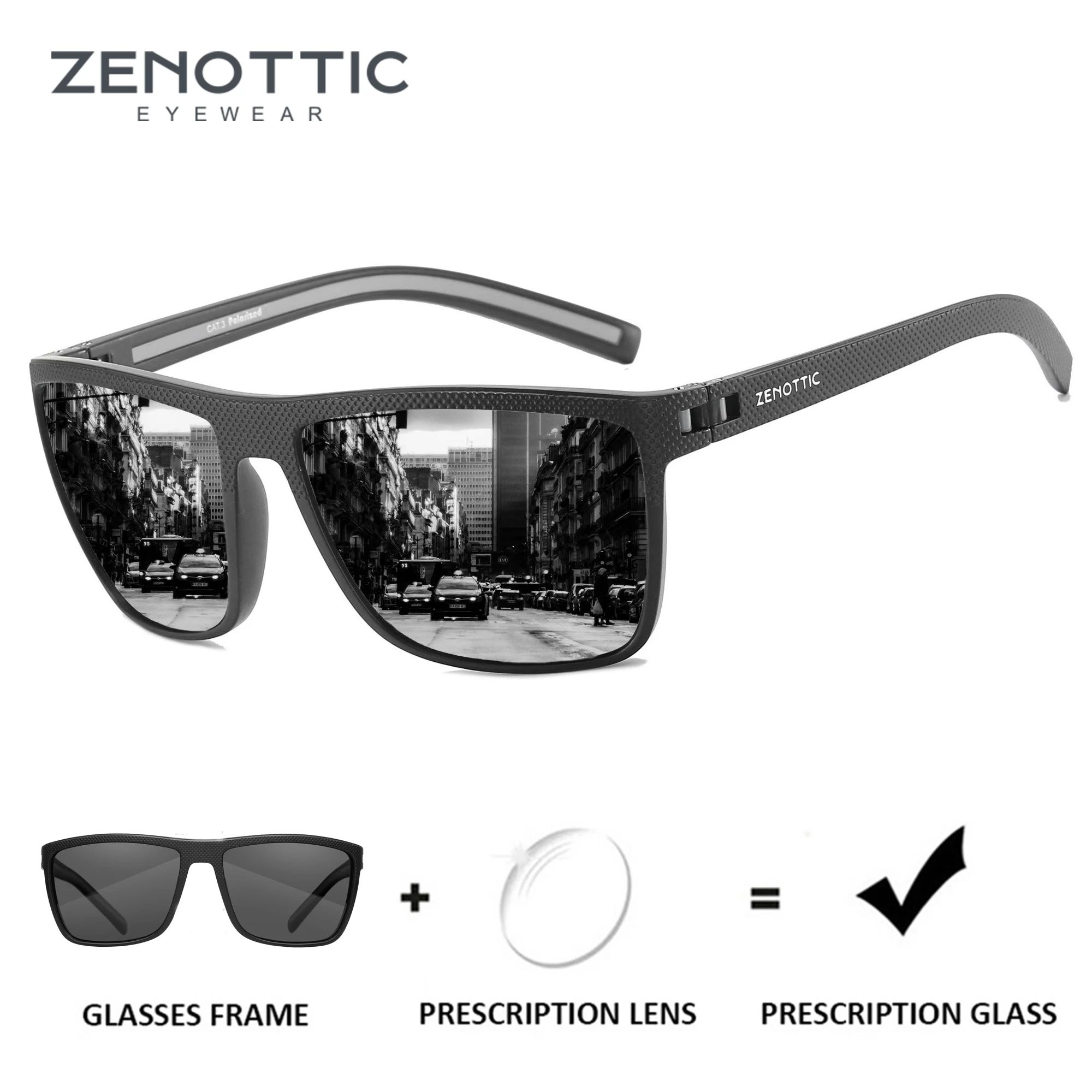 ZENOTTIC Óculos de sol polarizados retrô quadrados, óculos de sol ópticos progressivos TR90, leves e modernos, para mulheres e homens