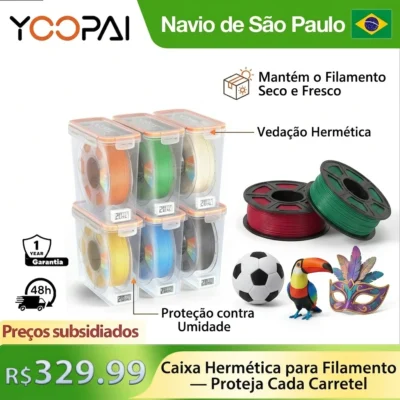 Caixa de Armazenamento de Filamento YOOPAI Pro com Monitor de Temperatura e Umidade, Recipiente Hermético para Filamento 3D