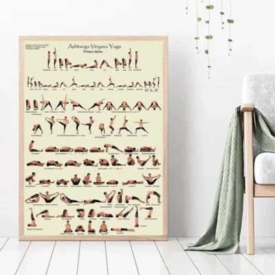 Moderna família fitness ginásio yoga ashtanga postura cartaz pintura em tela saúde arte da parede yoga cartaz sala de estar decoração
