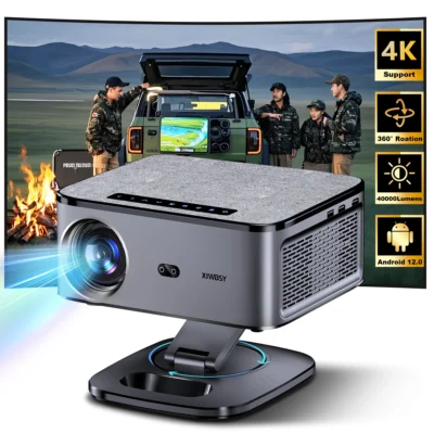 Projetor Externo 4K XIWBSY 2025 40000 Lumens com Foco Automático, Projetor Inteligente com Vídeo 8K, Home Theater, WiFi6, BT5.3, Projetor Portátil