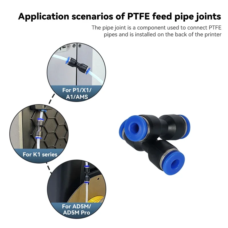 Para impressora 3d de laboratórioambu, tubo de alimentação de ptfe, junta de impressora 3d usada para conectar tubos de material ptfe para laboratório de bambu x1c x1 p1s p1p - Image 4
