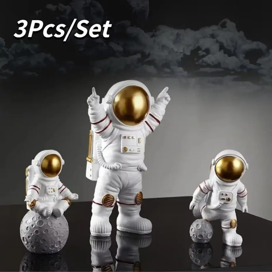 3 PCs / Set Decoração astronauta modelo bonito pequeno carro astronauta casa sala de estar decoração desktop decoração presente de aniversário