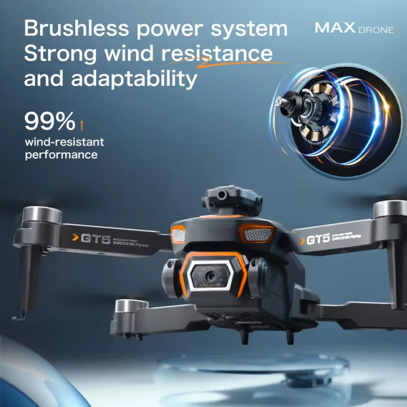 Drone GT5 8K HD com Fluxo Óptico e Lente Dupla, Câmera Grande Angular, Quadricóptero Dobrável, WiFi, Brinquedo de Controle Remoto para Crianças, Presente Infantil - Image 3