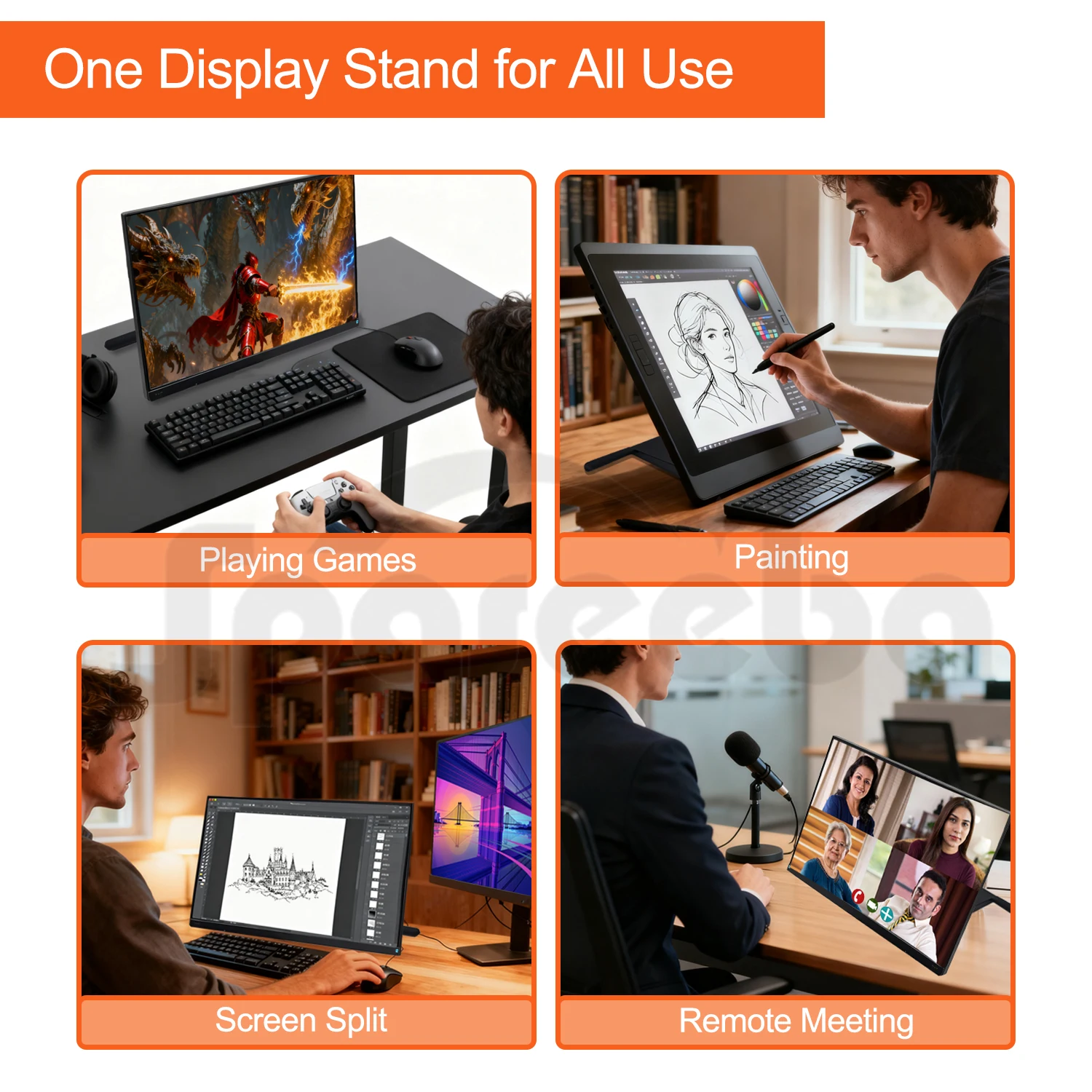 Suporte de base para monitor LCD de 14-27 ''/suporte de exibição de tablet gráfico digital/suporte universal dobrável para WACOM/HUION/XP-PEN - Image 4