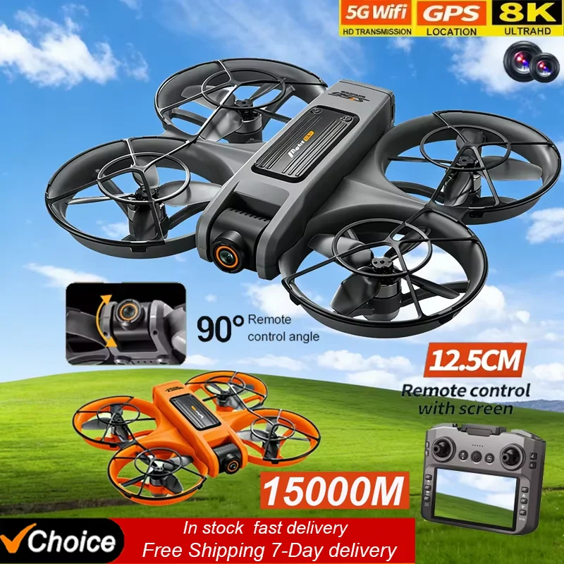 Drone Original 2026 NOVO 8K WIFI GPS Profissional para Fotografia Aérea com Controle Remoto, Aeronave com Câmera Dupla HD, Quadcopter Brinquedo UAV