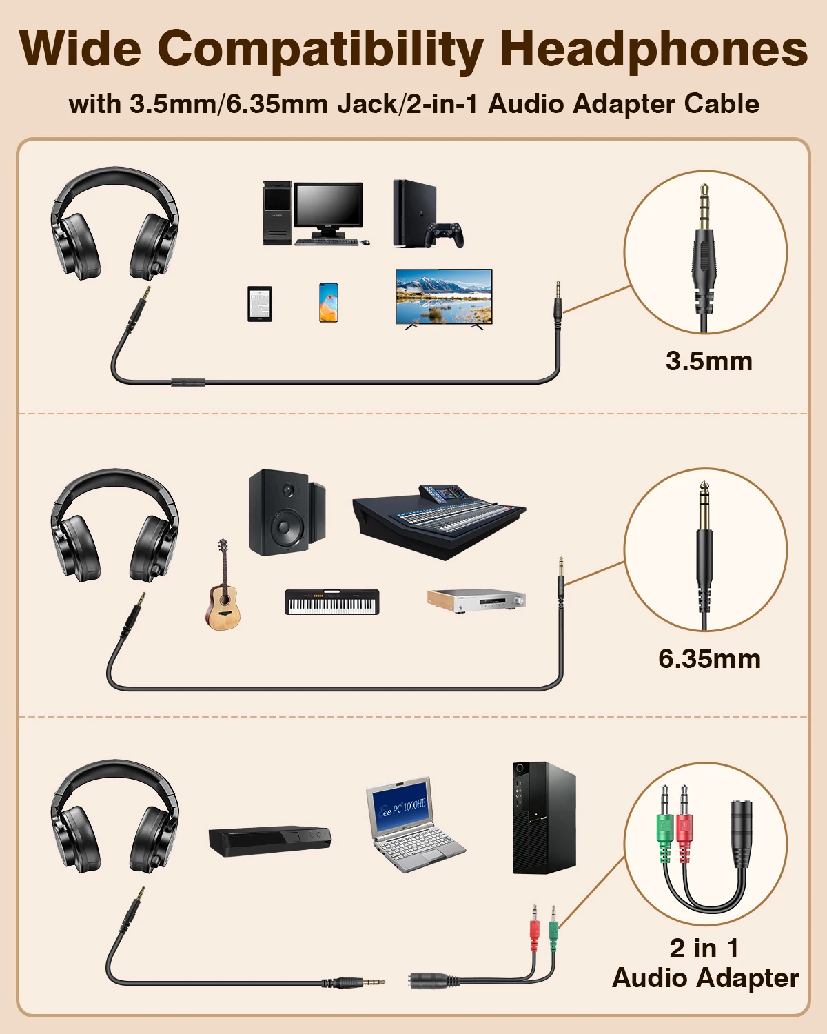 Novos Fones de Ouvido Profissionais Bee com Fio para Estúdio DJ, com Microfone, Over-Ear, Monitor de Estúdio Hi-Res, Headset Musical - Image 11