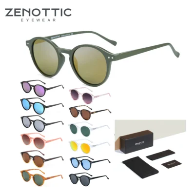 Zenottic retro polarizado óculos de sol 2023 2024 das mulheres dos homens do vintage pequeno quadro redondo óculos de sol lente polarizada uv400 sombra