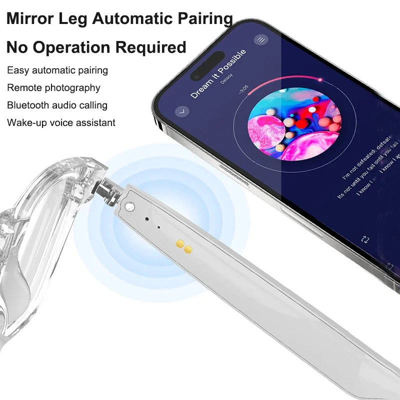 Óculos inteligentes 3 em 1, tradutor e fone de ouvido com microfone, assistente de voz, chamada bluetooth, controle de câmera, óculos inteligentes bluetooth - Image 3