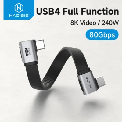 Hagibis cabo usb c para usb c curto ângulo reto de 90 graus tipo-c cabo de carregamento rápido em forma de l para iphone 17 laptop switch samsung