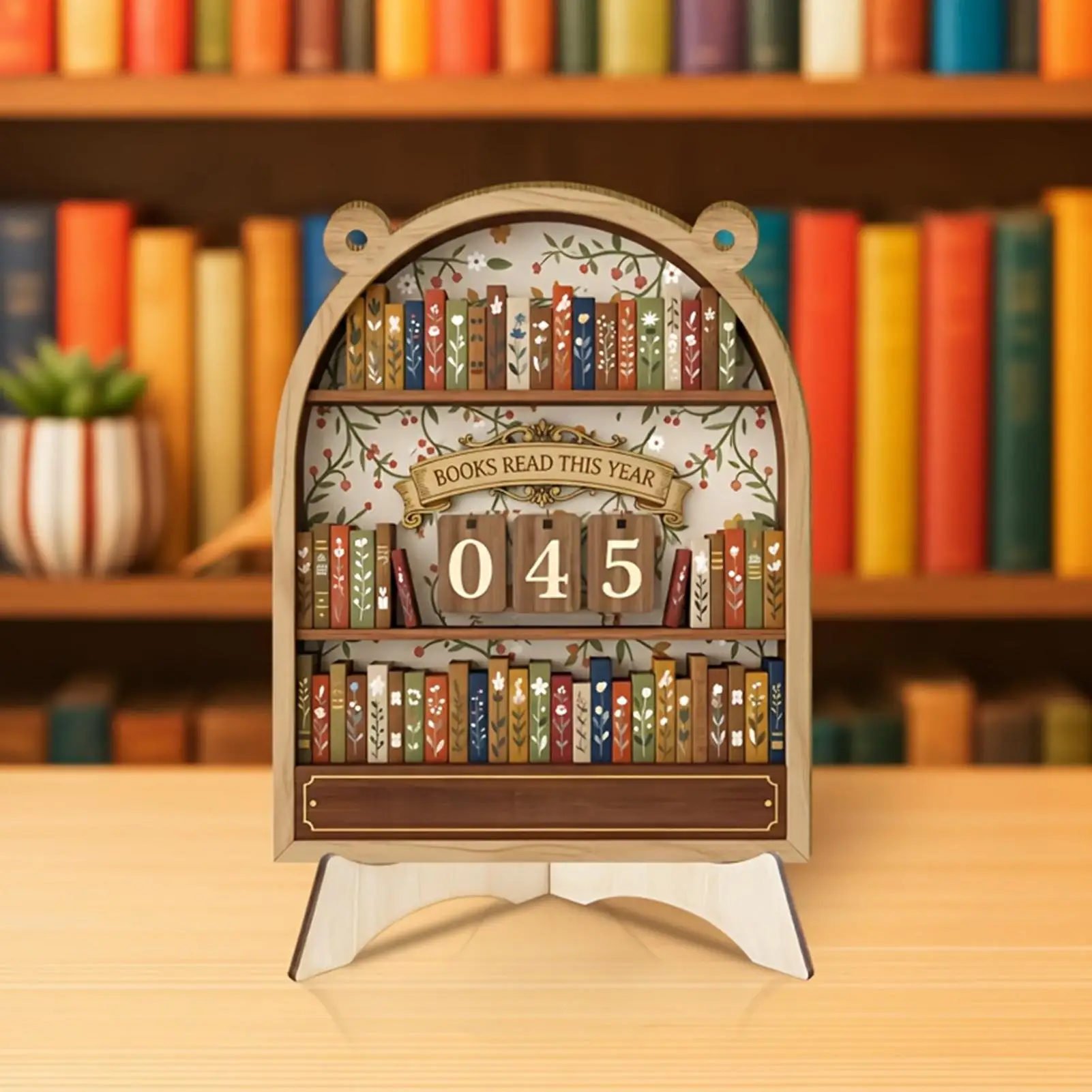 Decoração de Estante de Livros em Madeira com Sinalizador de Livros Leitura para Biblioteca, Cantinho de Estudo, Casa, Escritório, Sala de Estar - Image 2