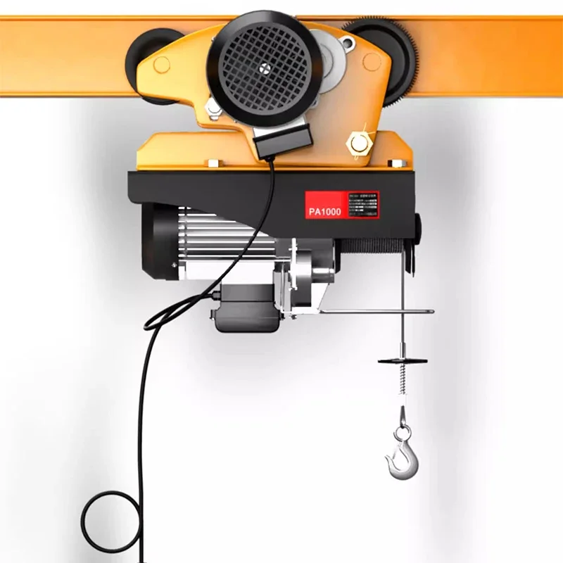 Mini grua elétrica 220V guindaste de elevação compacto monofásico 1 tonelada mini guindaste móvel corrente única corrente dupla